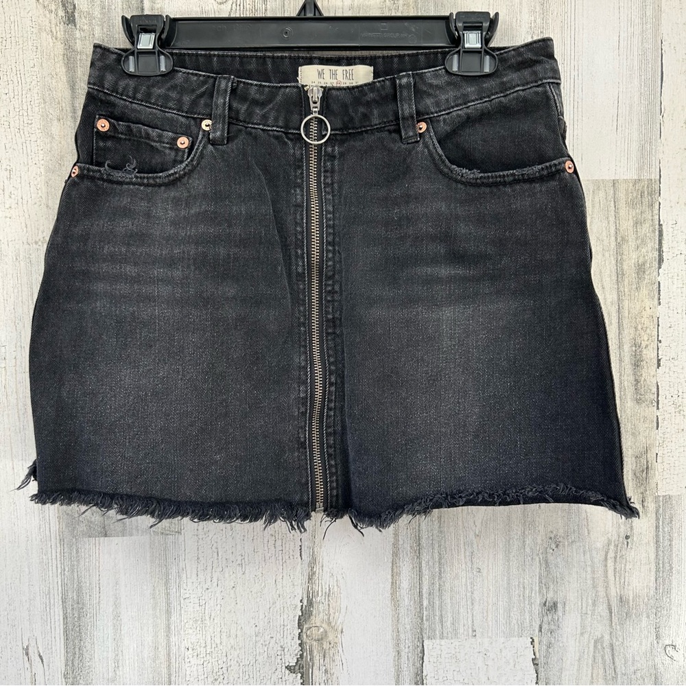 WE THE FREE Black Denim Mini Skirt 28